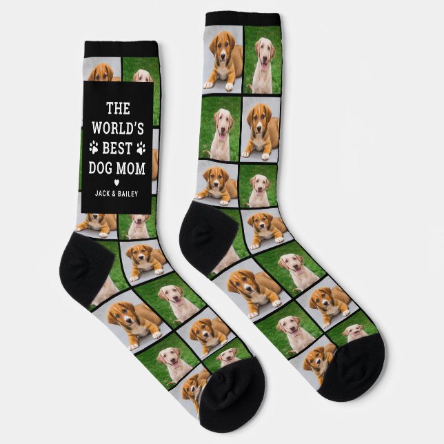 Best Dog Mum Custom Pet Photo Collage Socks (Right)