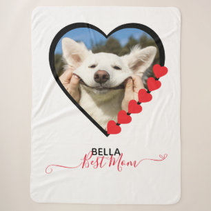 Best Dog Mum Custom Pet Photo Dog Lover Sherpa Blanket