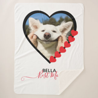 Best Dog Mum Custom Pet Photo Dog Lover Sherpa Blanket