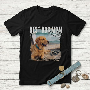 Best Dog Mum Custom Photo Distressed Vintage Frame T-Shirt