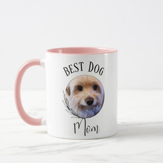 Best dog Mum - Custom photo Two-Tone Coffee Mug (Left)