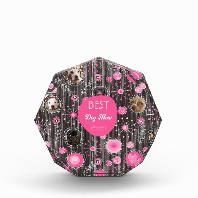 Best Dog Mum Cute Pink Heart Flower Photo Collage  (Front)