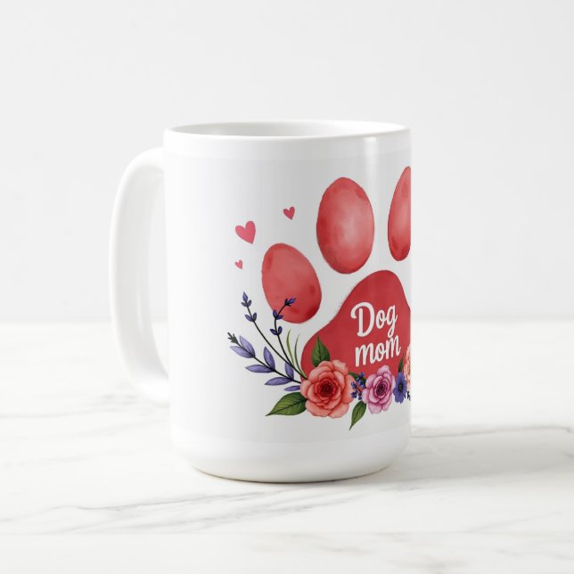 Best Dog Mum Ever – 15 oz Floral Mug (Front Left)