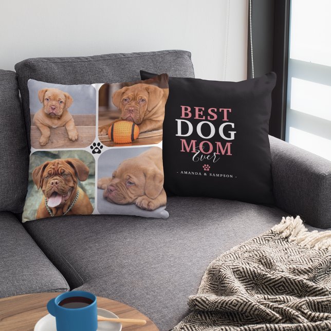 Best Dog Mum Ever 4 Photo Personalised Cushion (Creator Uploaded)