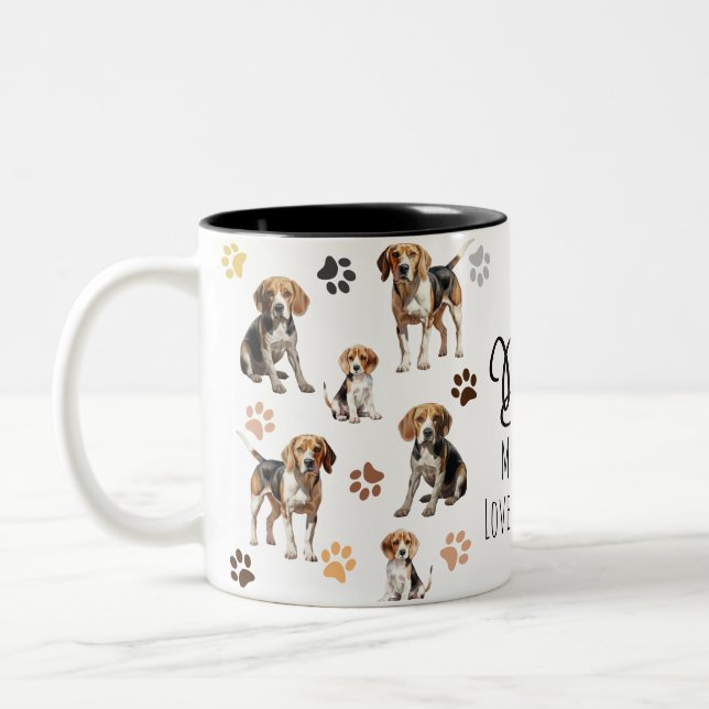 Best Dog Mum Ever Beagle Pattern Two-Tone Coffee Mug (Left)