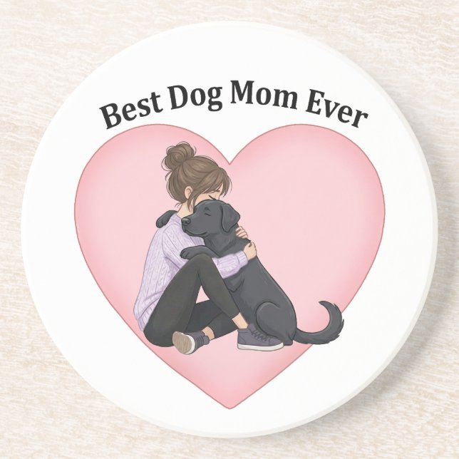 Best Dog Mum Ever Black Lab Coaster (Front)