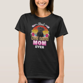 Best Dog Mum Ever Cane Corso Floral Retro Lover T-Shirt