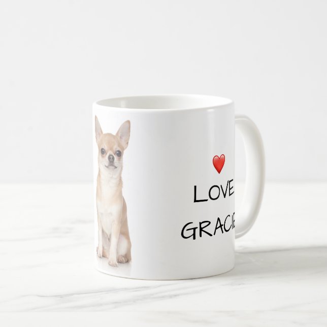 Best.Dog Mum.Ever. Chihuahua Love Name Photo Coffee Mug (Front Right)