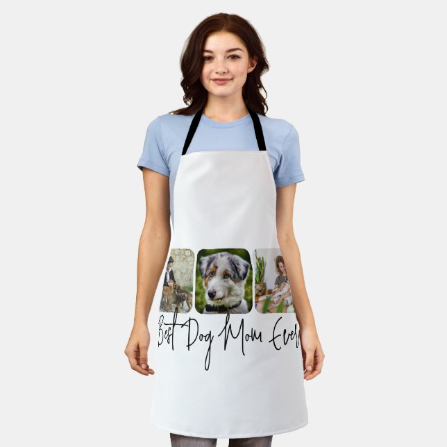 Best Dog Mum Ever - Custom 3-Photo Collage Apron (Worn)