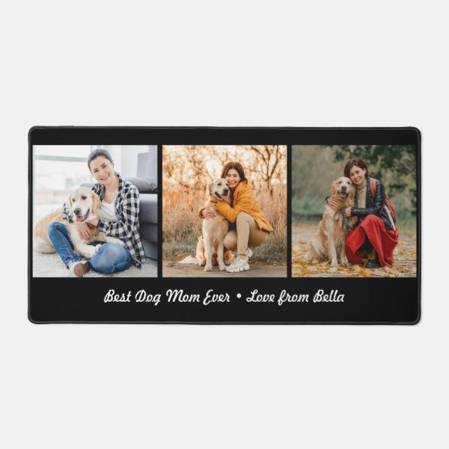 Best Dog Mum Ever Custom 3 Photo Collage Desk Mat (Front)