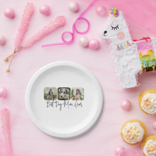 Best Dog Mum Ever - Custom 3-Photo Collage Paper Plate