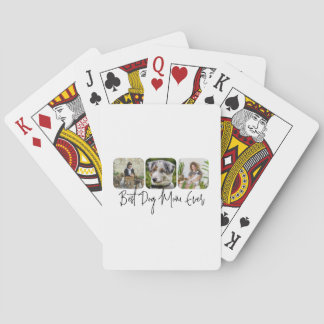 Best Dog Mum Ever - Custom 3-Photo Collage Playing Cards