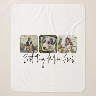 Best Dog Mum Ever - Custom 3-Photo Collage Sherpa Blanket