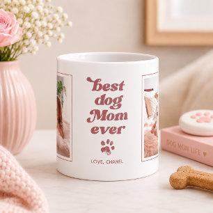 Best Dog Mum Ever   Custom Photo Blush Pink Coffee Mug
