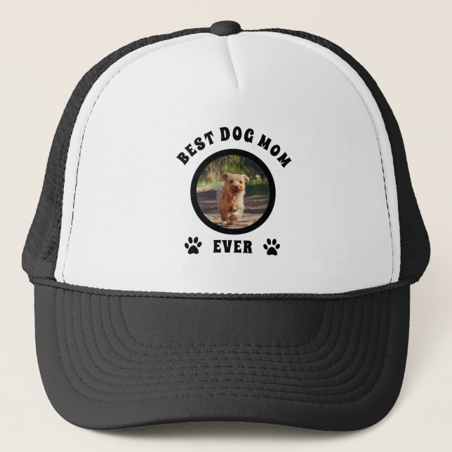Best Dog Mum Ever Custom Photo Personalised Trucker Hat (Front)