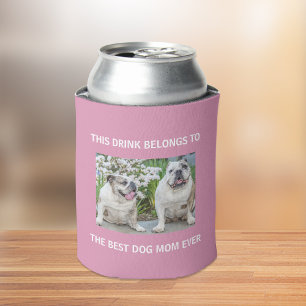 Best Dog Mum Ever Custom Photo Pink Can Cooler