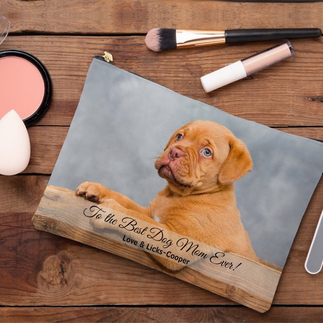 Best Dog Mum Ever Custom Photo & Text Accessory Pouch (Creator Uploaded)