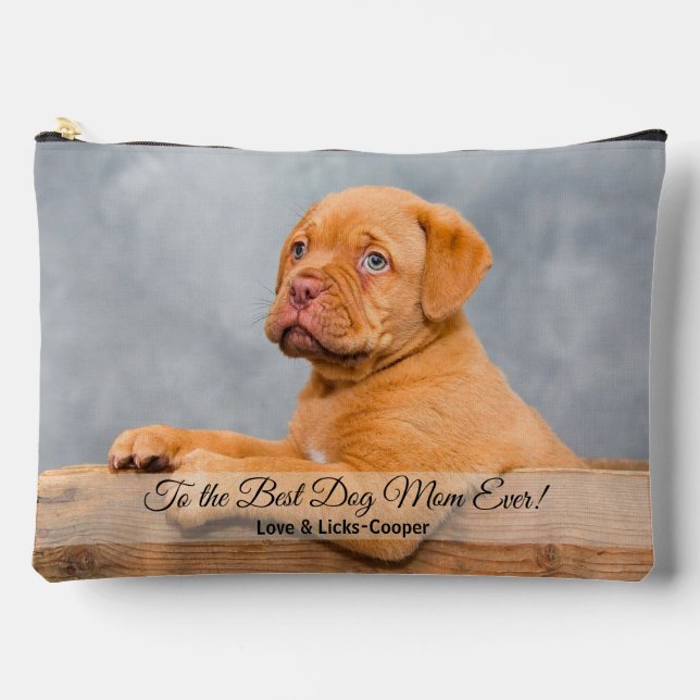 Best Dog Mum Ever Custom Photo & Text Accessory Pouch (Front)