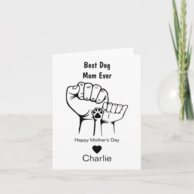Best Dog mum ever fist bump Mother's day card (Front)