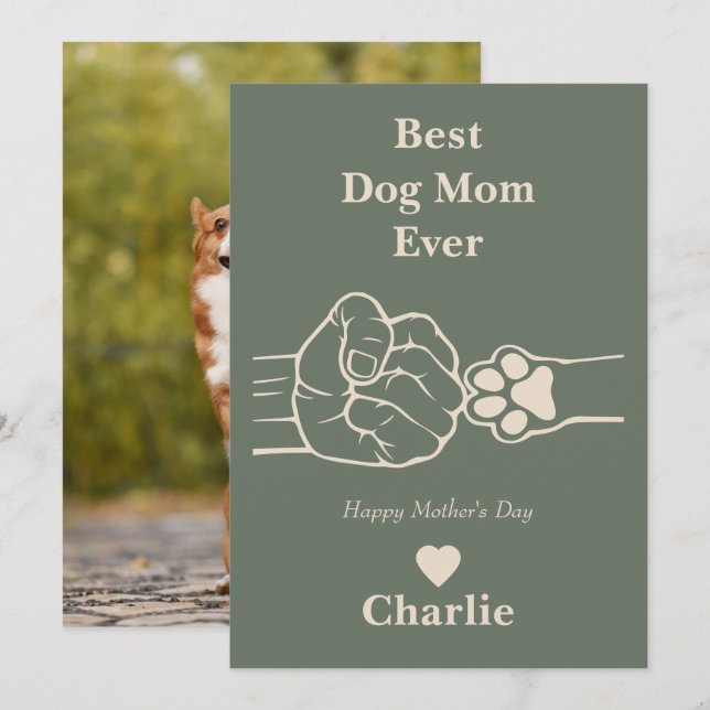 Best Dog mum ever fist bump Mother's day card (Front/Back)