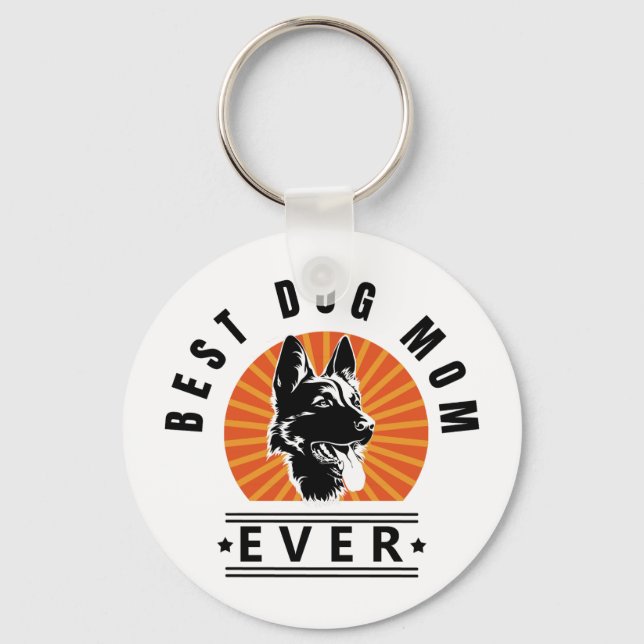 Best Dog Mum Ever German Shepherd Dog Sunburst Key Ring (Front)