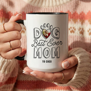 Best Dog Mum Ever Heart Paw Print Pet Photo Mug