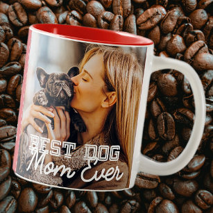 Best Dog Mum Ever Modern Custom Photo and Dog Name Two-Tone Coffee Mug