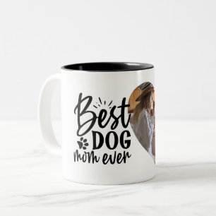 Best Dog Mum Ever Name Pet Photo Two-Tone Coffee Mug