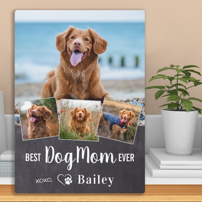 Best Dog Mum Ever Personalised 4 Pet Photo Collage Plaque (Creator Uploaded)