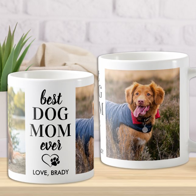 BEST Dog Mum Ever Personalised Pet 2 Photo Large Coffee Mug (Creator Uploaded)