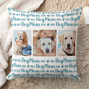 Best Dog Mum Ever Personalised Pet 3 Photo Cushion