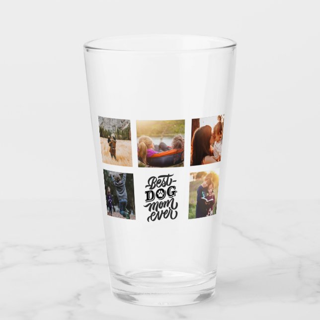 Best Dog Mum Ever Personalised Photo Collage Glass (Front)
