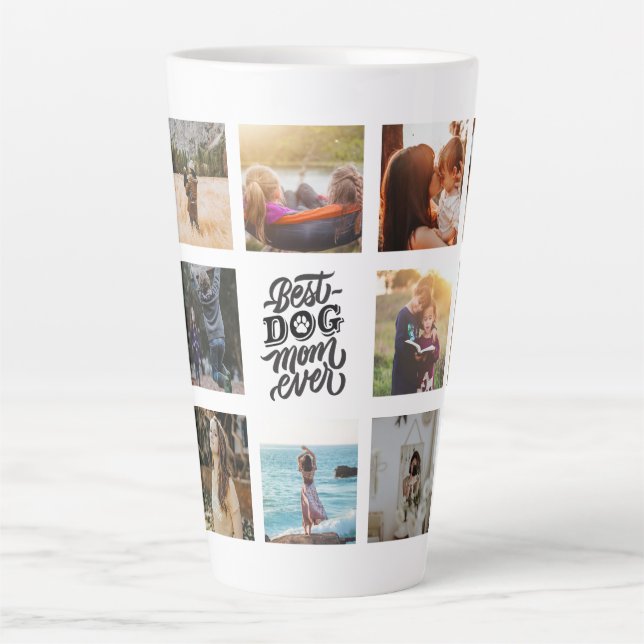 Best Dog Mum Ever Personalised Photo Collage Latte Mug (Front)
