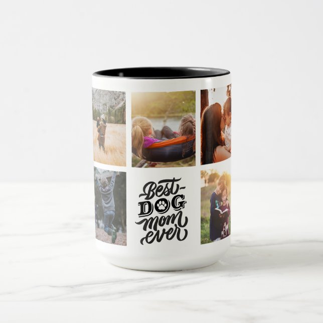 Best Dog Mum Ever Personalised Photo Collage Mug (Center)