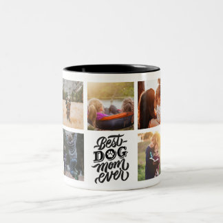 Best Dog Mum Ever Personalised Photo Collage Two-Tone Coffee Mug
