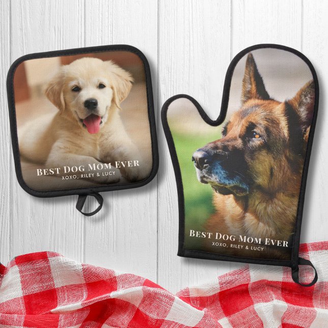 Best Dog Mum Ever Photo Oven Mitt & Pot Holder Set (Creator Uploaded)