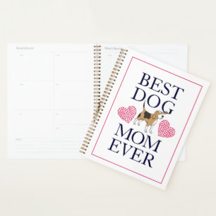 Best Dog Mum Ever! Pink Paw Prints Hearts Planner