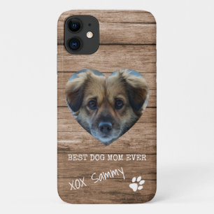 Best Dog Mum Ever Rustic Paw Print Photo iPhone 11 Case