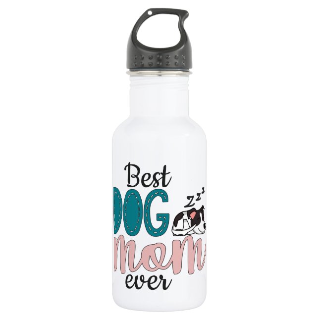 Best dog mum ever with lovely sleeping dog 532 ml water bottle (Front)