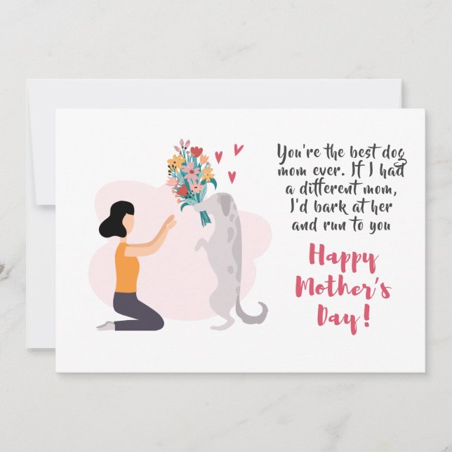 Best Dog Mum Happy Mothers Day Flowers Holiday Card (Front)