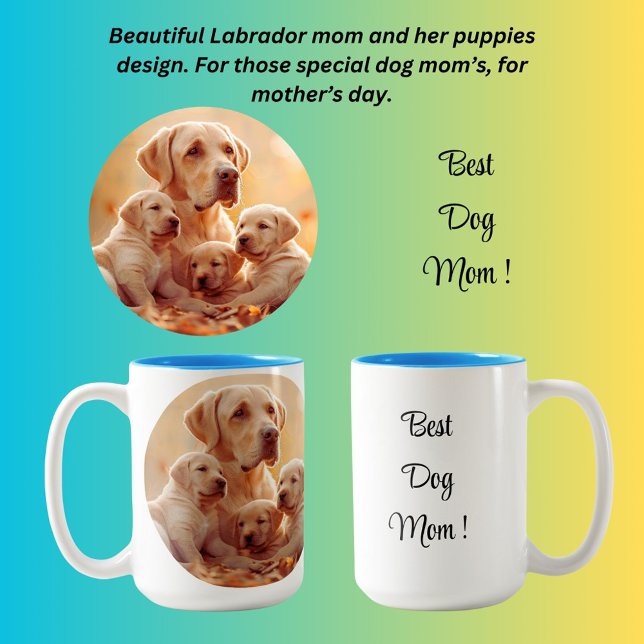 Best dog mum Labrador and puppies  Two-Tone Coffee Mug (Creator Uploaded)