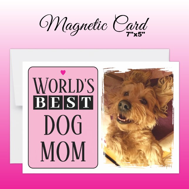 Best dog mum or dad photo pink magnetic card (Creator Uploaded)