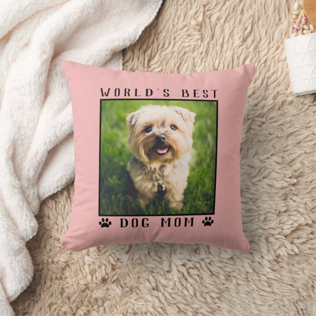Best Dog Mum Paw Prints Custom Pet Photo Cushion (Blanket)