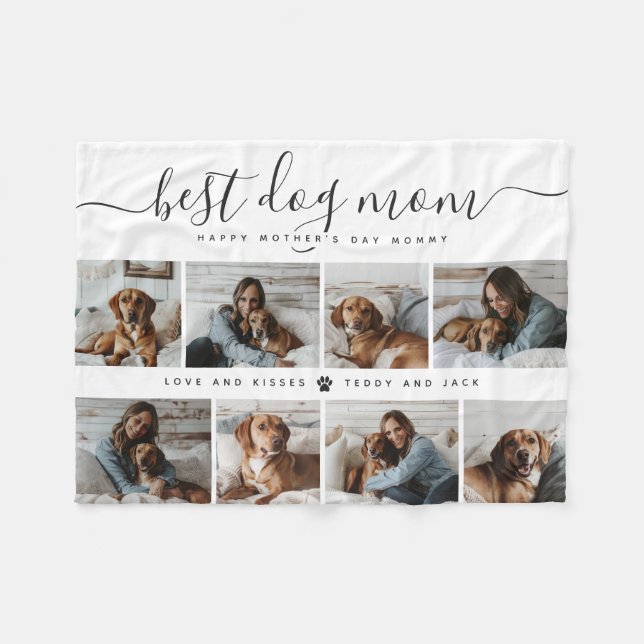 Best Dog Mum: Personalised Dog Photo Mother's Day Fleece Blanket (Front (Horizontal))