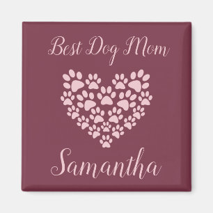 Best Dog Mum Personalised Magnet Maroon