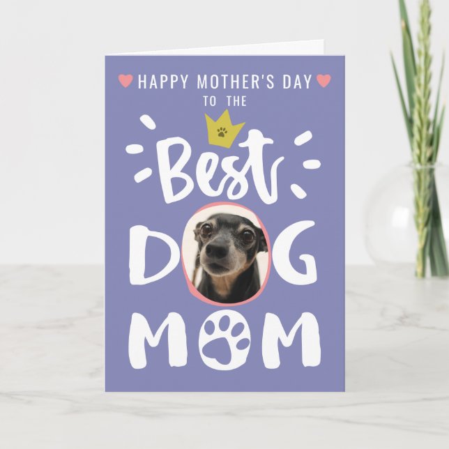Best Dog Mum Pet Photo Cute Purple Mothers Day Holiday Card (Front)