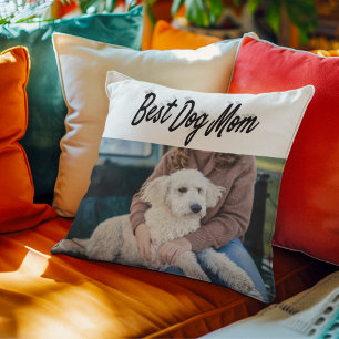 Best Dog Mum Photo Black  text  Cushion