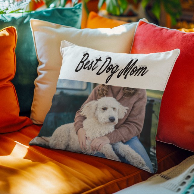 Best Dog Mum Photo Black  text  Cushion (Creator Uploaded)