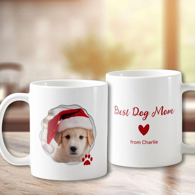  Best Dog Mum Photo Red Paw Coffee Mug (Creator Uploaded)