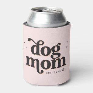 Best Dog Mum Trendy Retro Typography and Pawprint Can Cooler